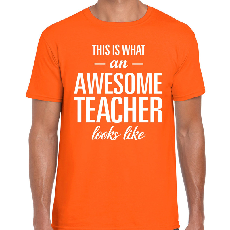 Awesome Teacher cadeau meesterdag t-shirt oranje heren Top Merken Winkel